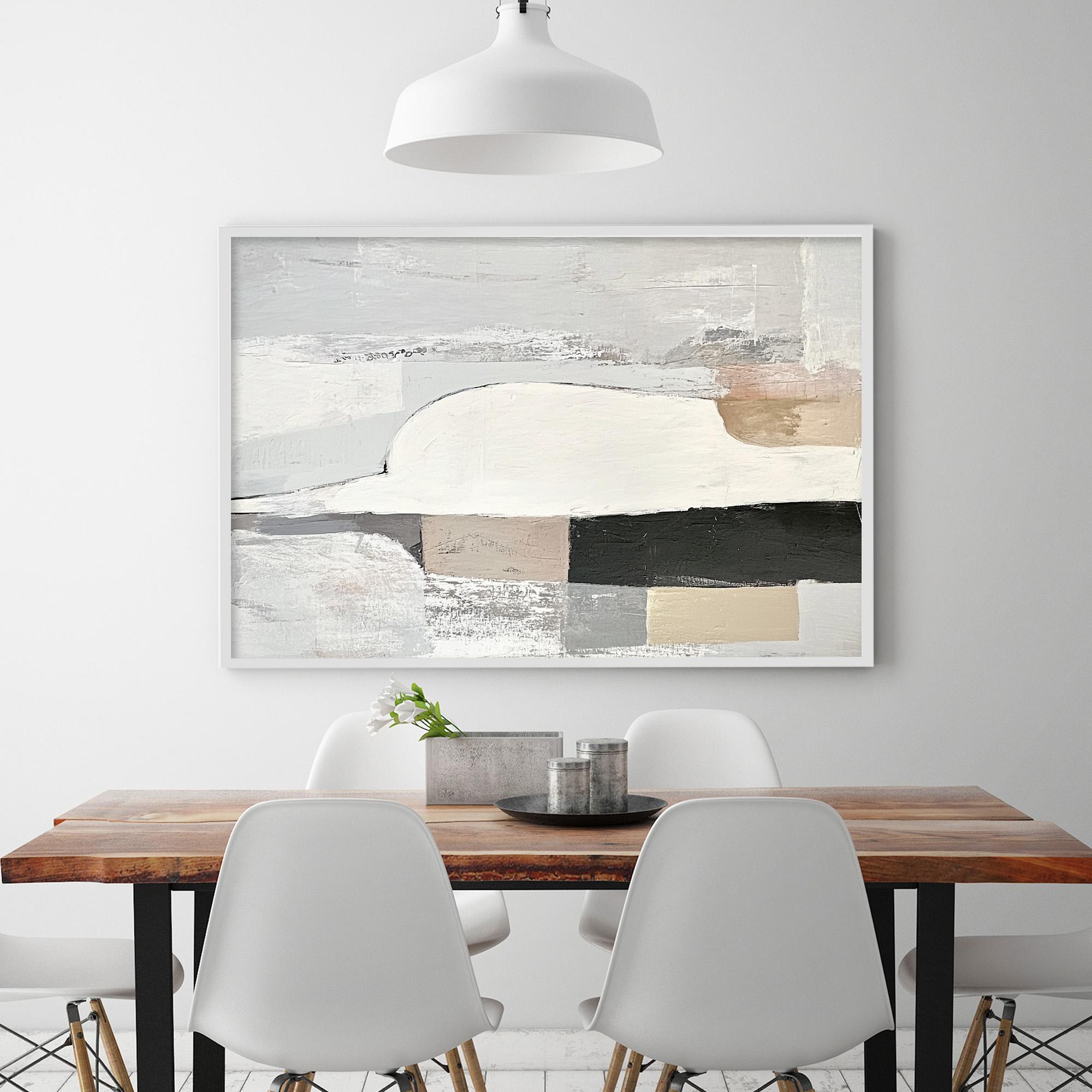 STRUCTURED CALM: Textured Minimalist Abstract Oil Painting - Image 4