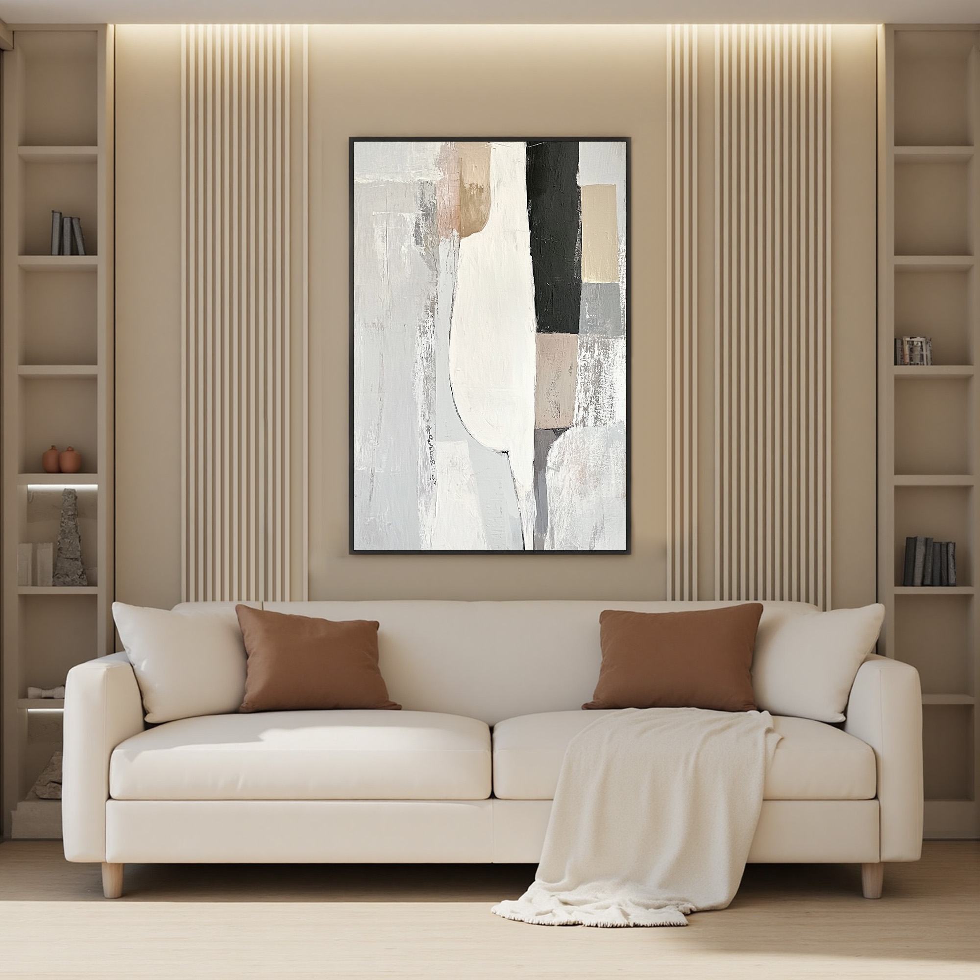 STRUCTURED CALM: Textured Minimalist Abstract Oil Painting - Image 7
