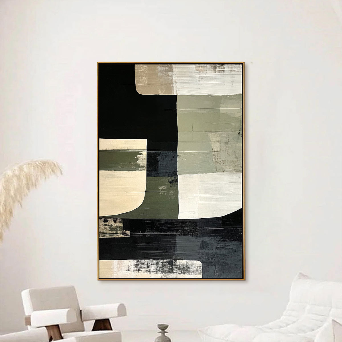 STRUCTURED FORMS: Minimalist Abstract Block Oil Painting - Image 5