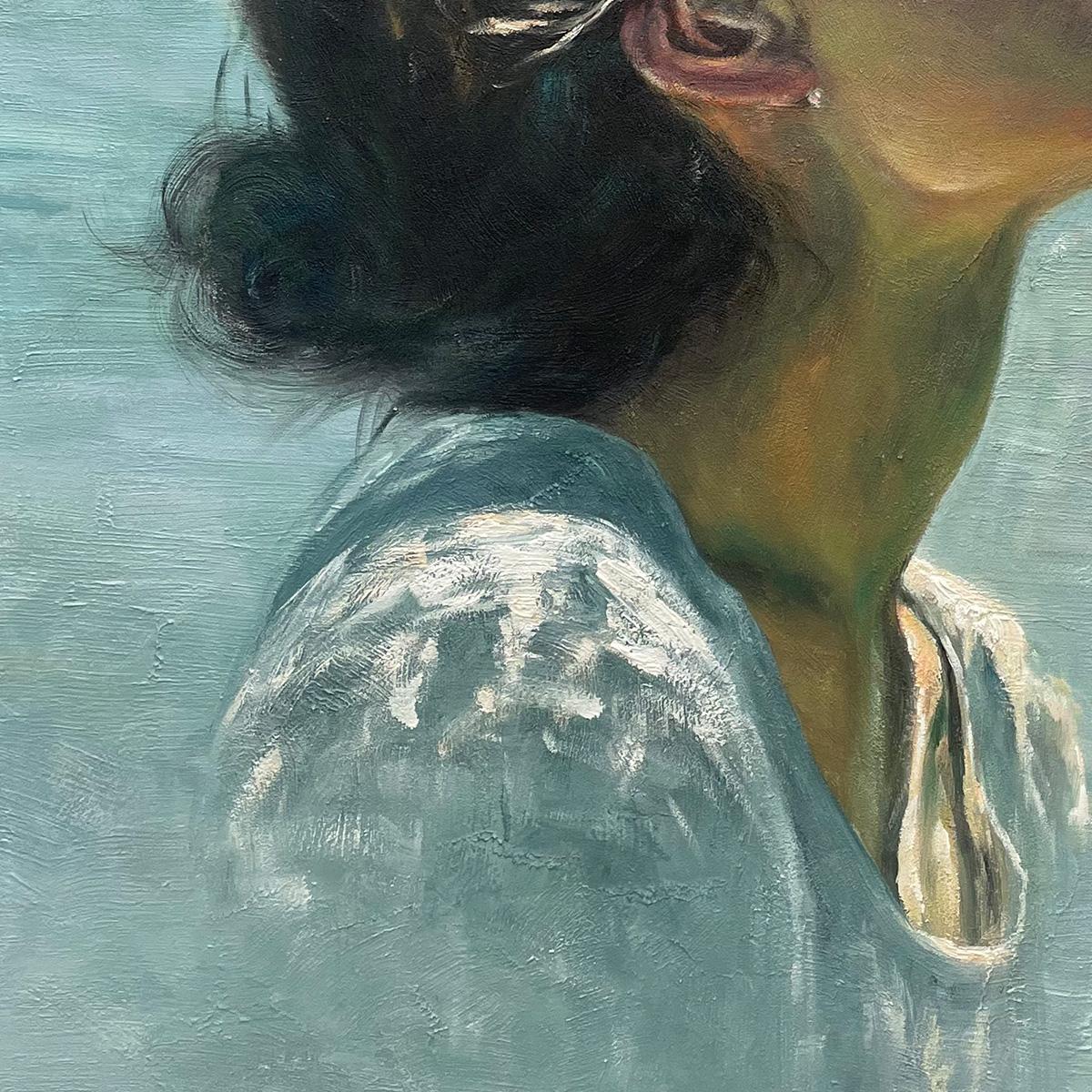 SUBMERGED SERENITY: Figurative Underwater Portrait Oil Painting - Image 3