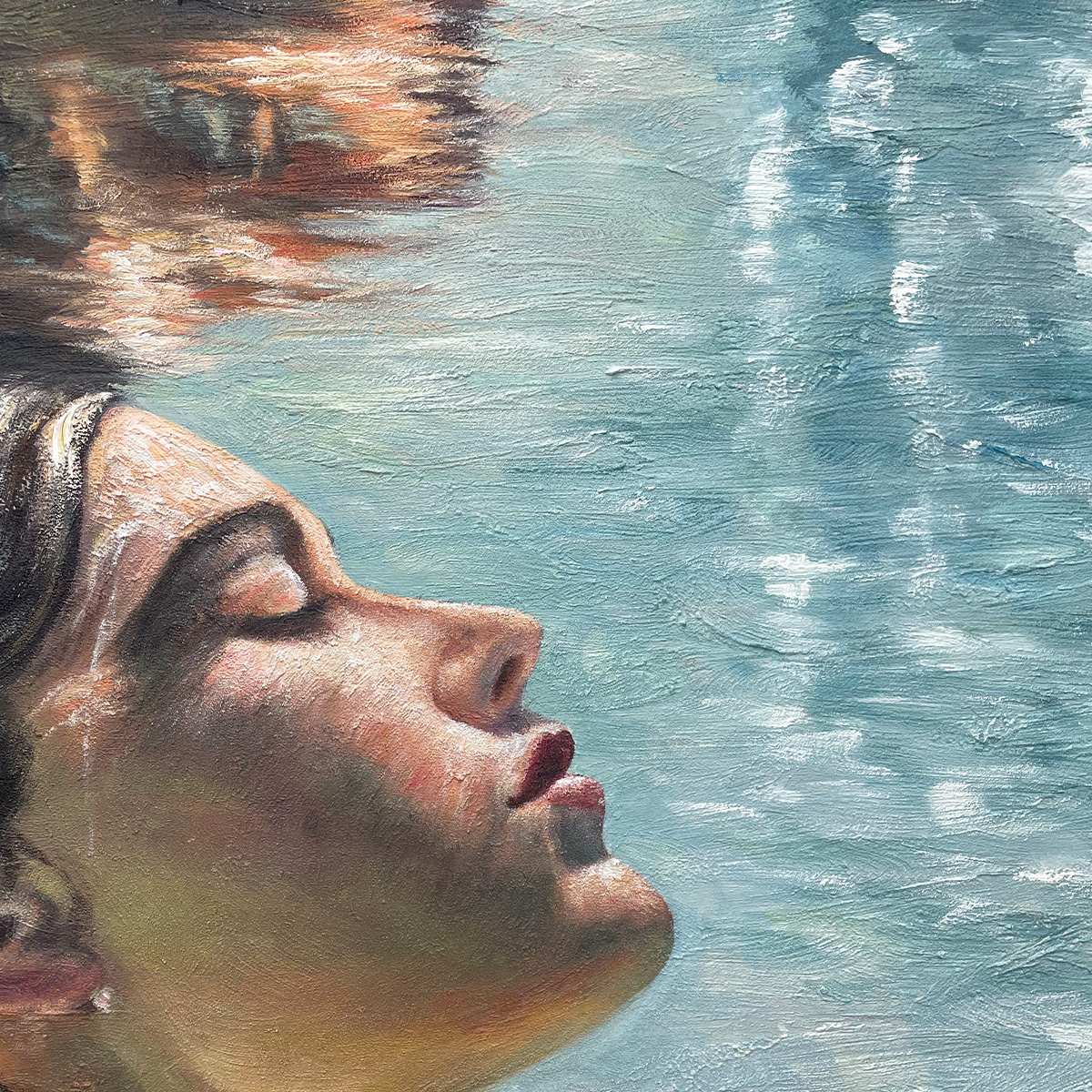 SUBMERGED SERENITY: Figurative Underwater Portrait Oil Painting - Image 6