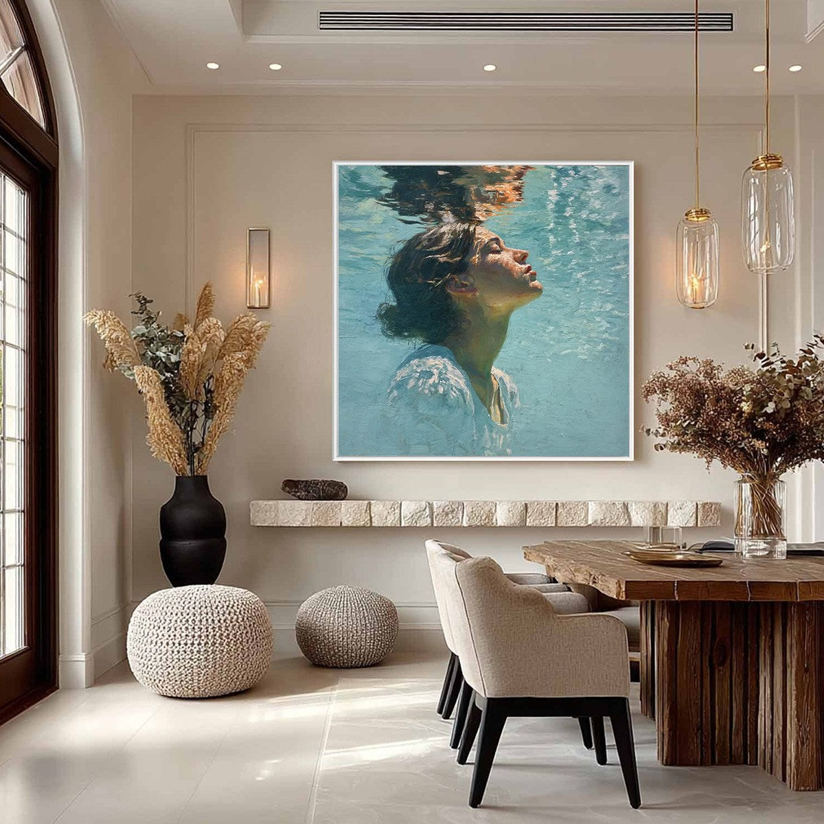 SUBMERGED SERENITY: Figurative Underwater Portrait Oil Painting - Image 5