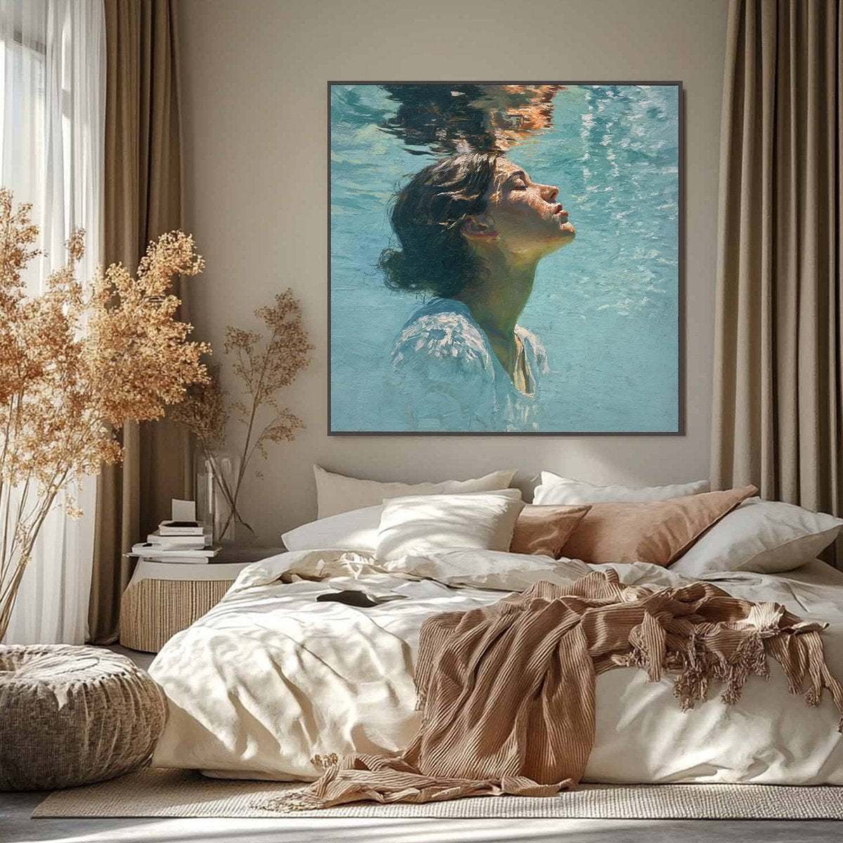 SUBMERGED SERENITY: Figurative Underwater Portrait Oil Painting - Image 8