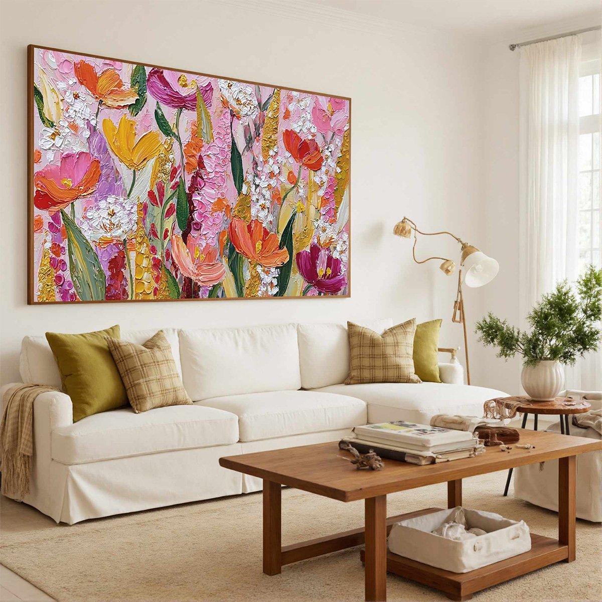 SUMMER GARDEN RHAPSODY: Textured Impasto Floral Oil Painting - Image 3