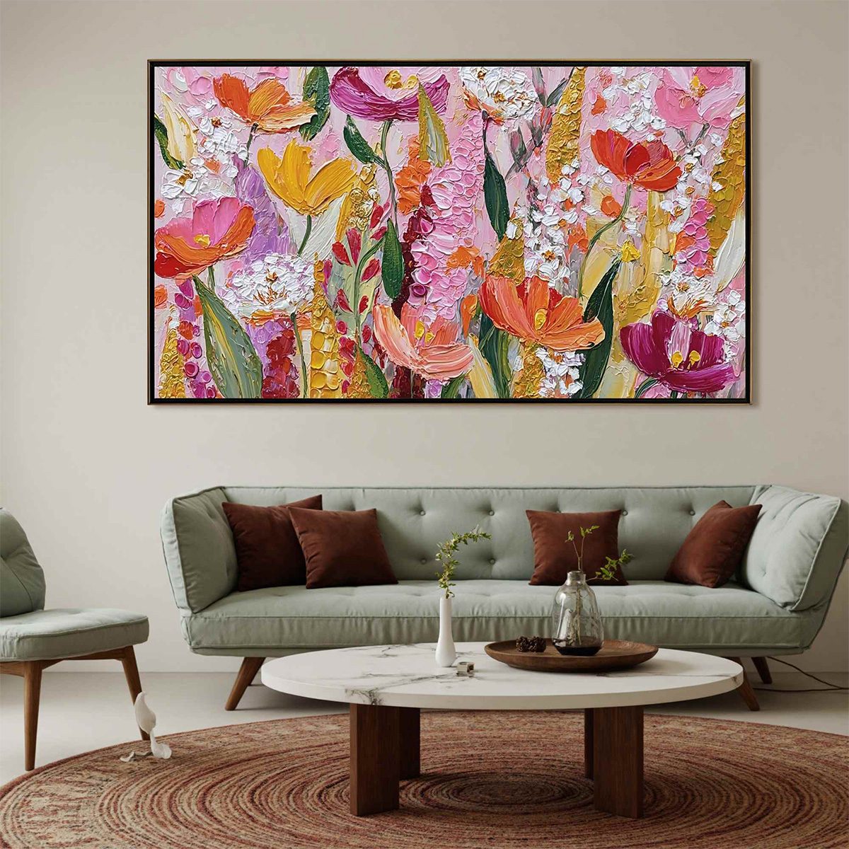 SUMMER GARDEN RHAPSODY: Textured Impasto Floral Oil Painting - Image 2