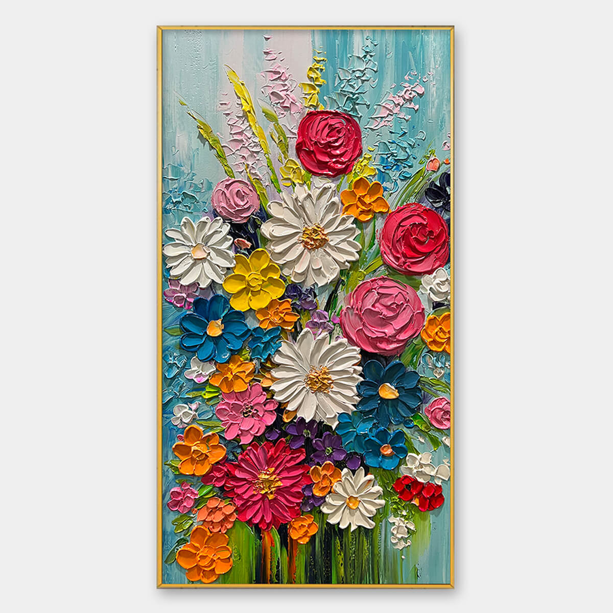 SUMMER BOUQUET: Colorful Floral Impasto Oil Painting - Image 2