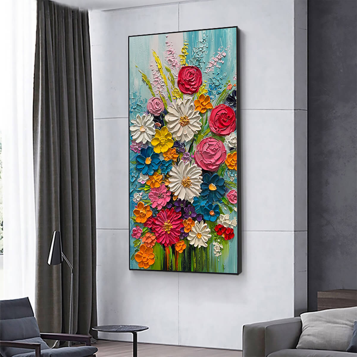 SUMMER BOUQUET: Colorful Floral Impasto Oil Painting - Image 8