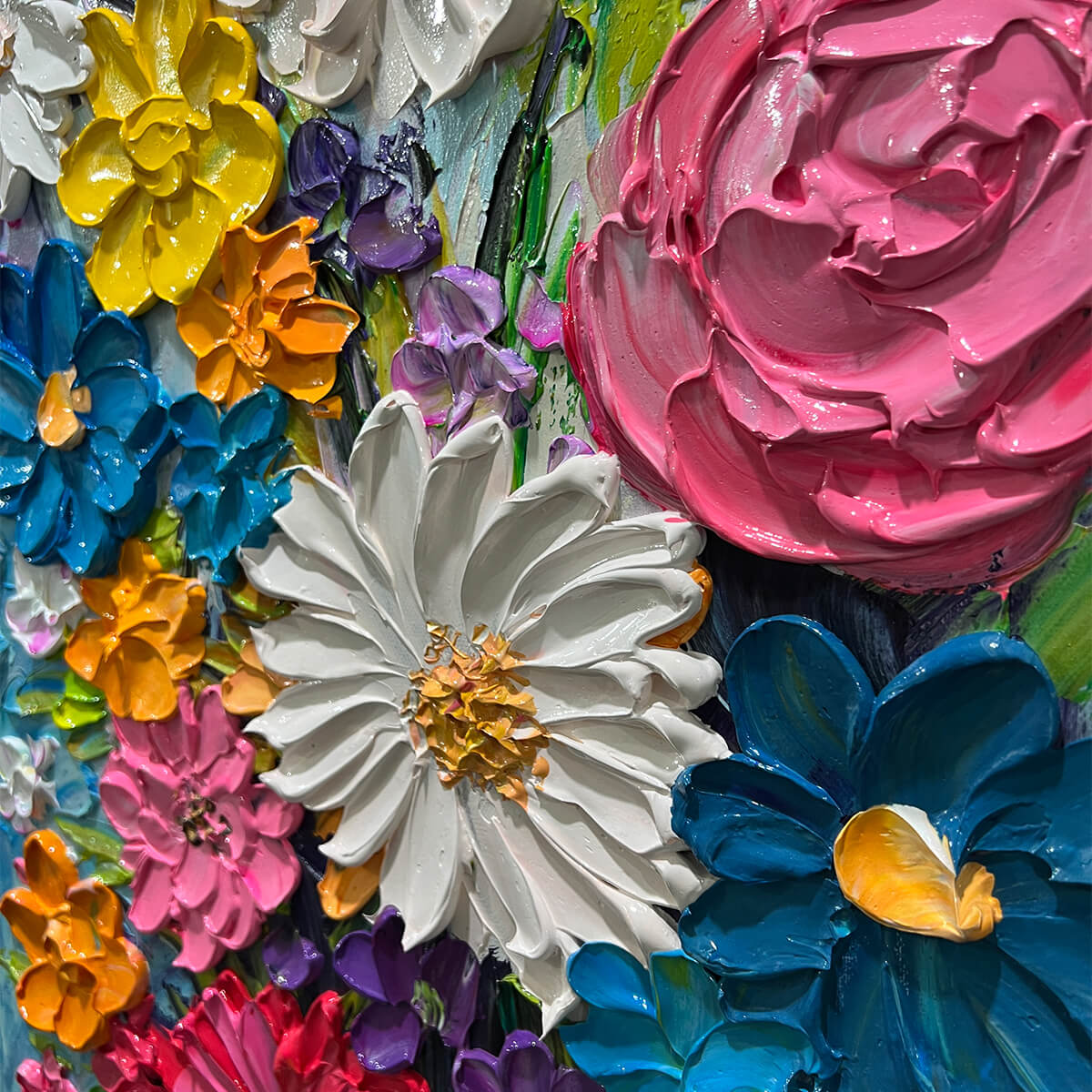 SUMMER BOUQUET: Colorful Floral Impasto Oil Painting - Image 7