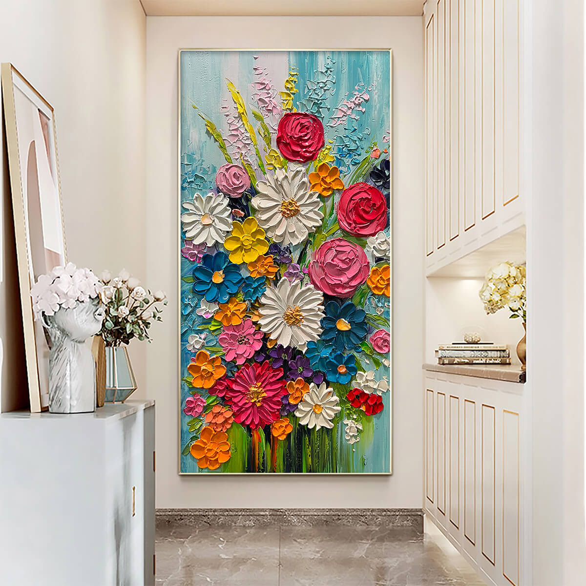 SUMMER BOUQUET: Colorful Floral Impasto Oil Painting - Image 5