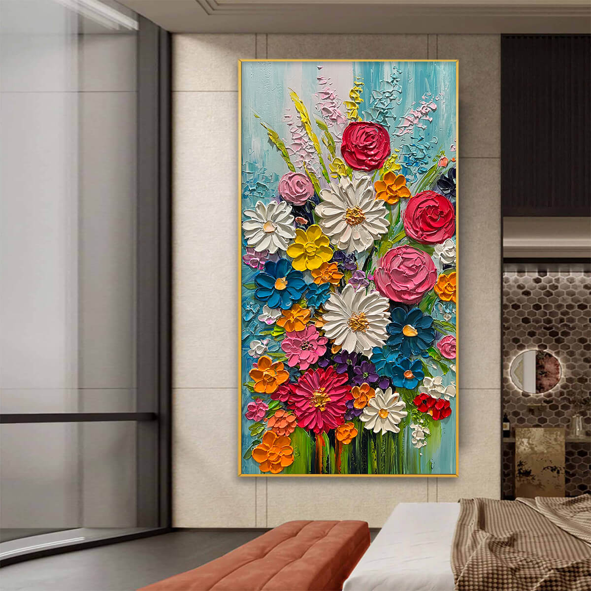 SUMMER BOUQUET: Colorful Floral Impasto Oil Painting - Image 6