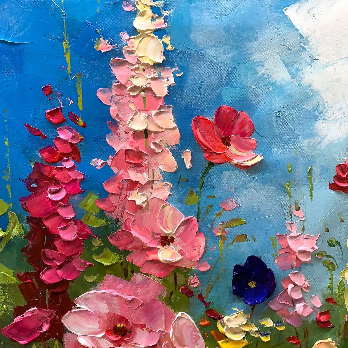 SUMMER MEADOW DANCE: Textured Impasto Floral Oil Painting - Image 5