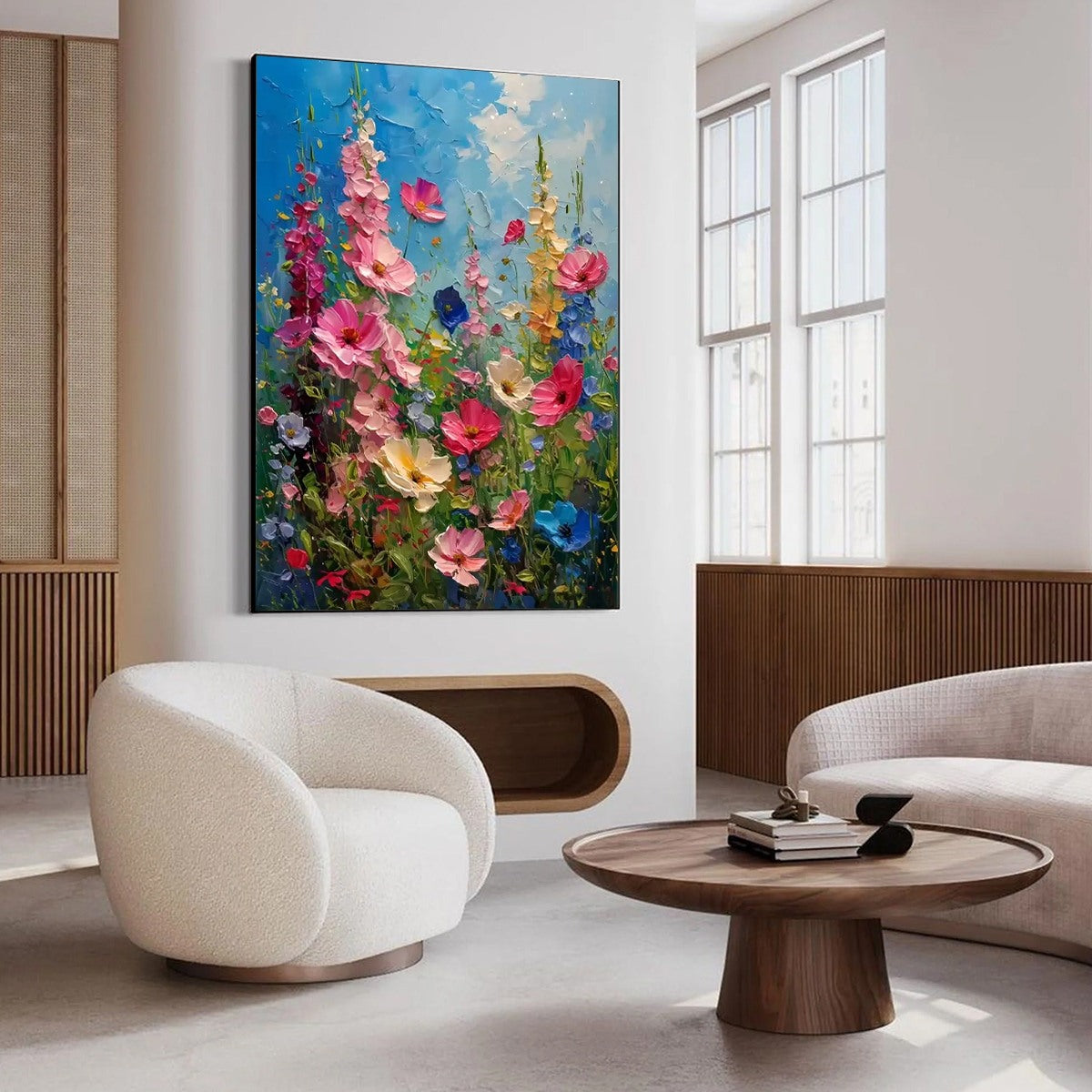 SUMMER MEADOW DANCE: Textured Impasto Floral Oil Painting - Image 4