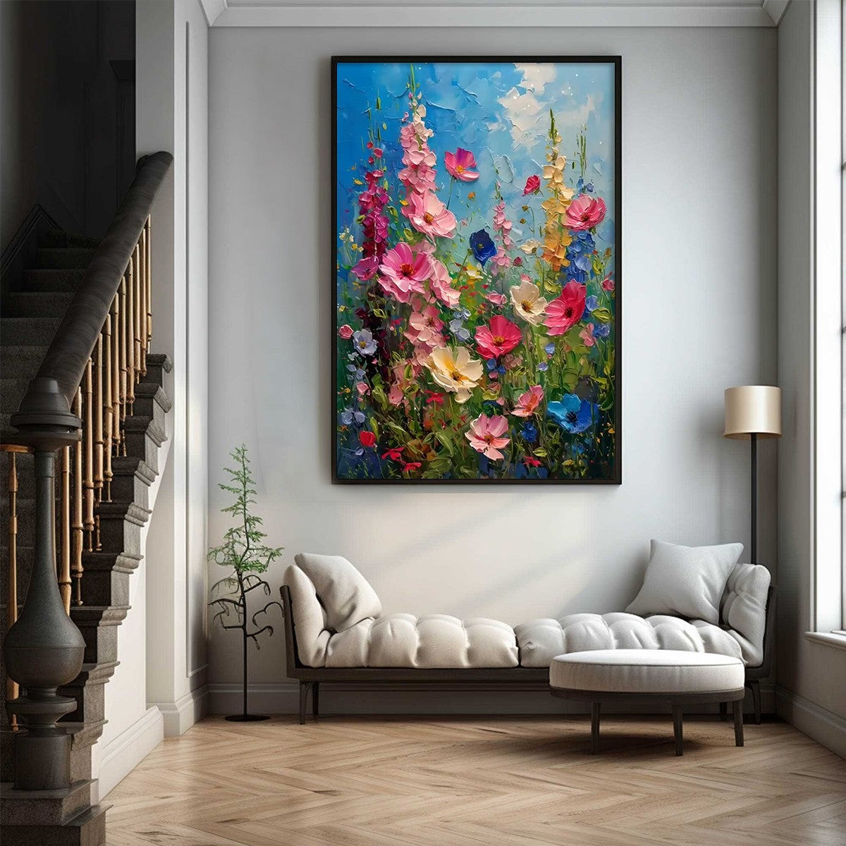 SUMMER MEADOW DANCE: Textured Impasto Floral Oil Painting - Image 2