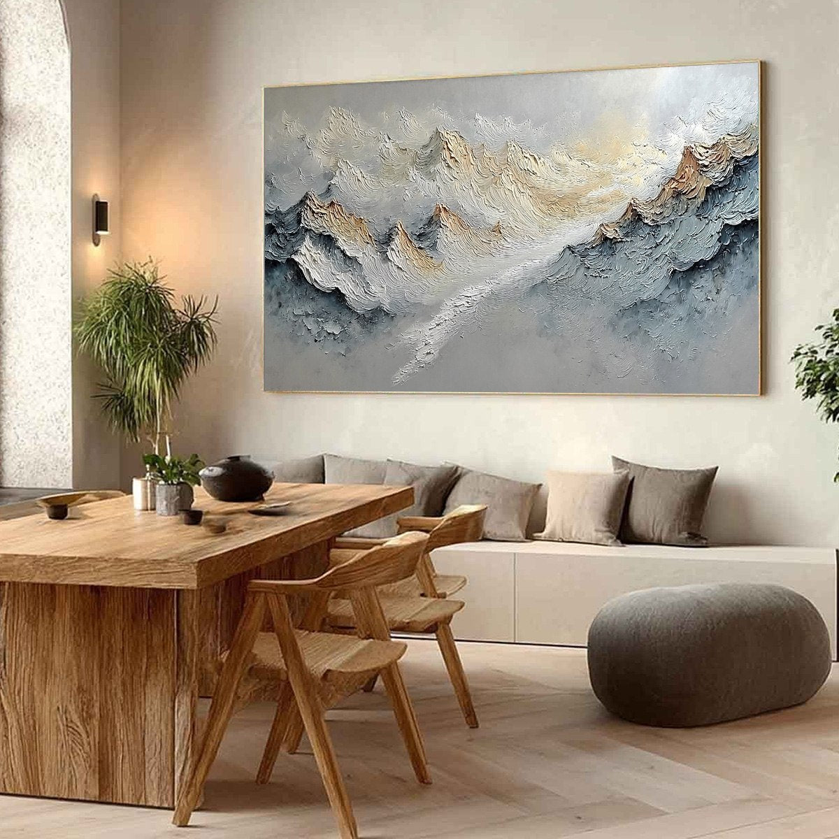 SUMMIT'S WHISPER: Textured Wabi Sabi Abstract Mountain Landscape Painting - Image 7