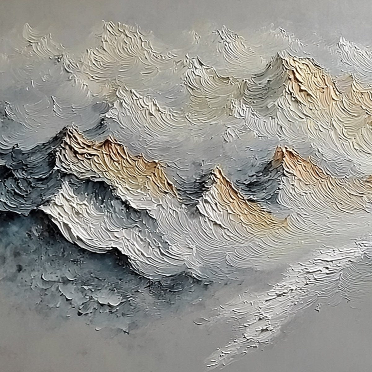SUMMIT'S WHISPER: Textured Wabi Sabi Abstract Mountain Landscape Painting - Image 3