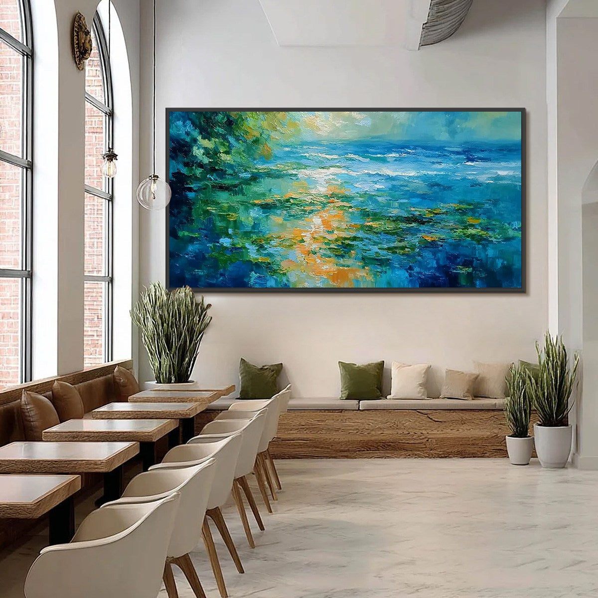 SUN-KISSED LAGOON: Textured Palette Knife Seascape Oil Painting - Image 6
