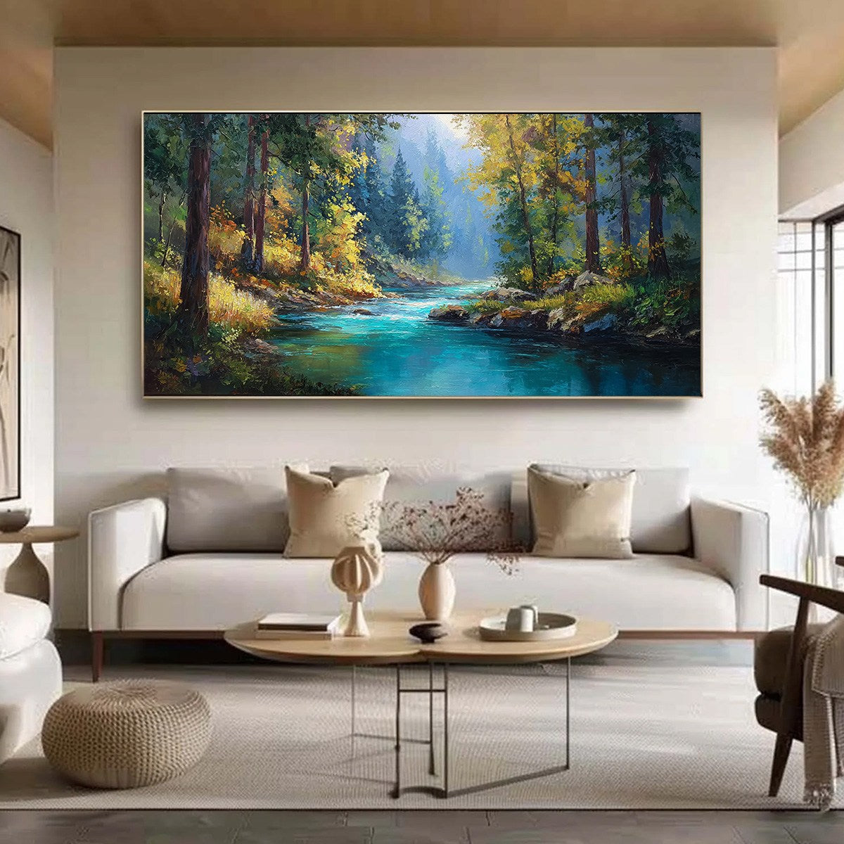 SUNBEAM CREEK: Vivid Forest River Landscape Oil Painting - Image 2