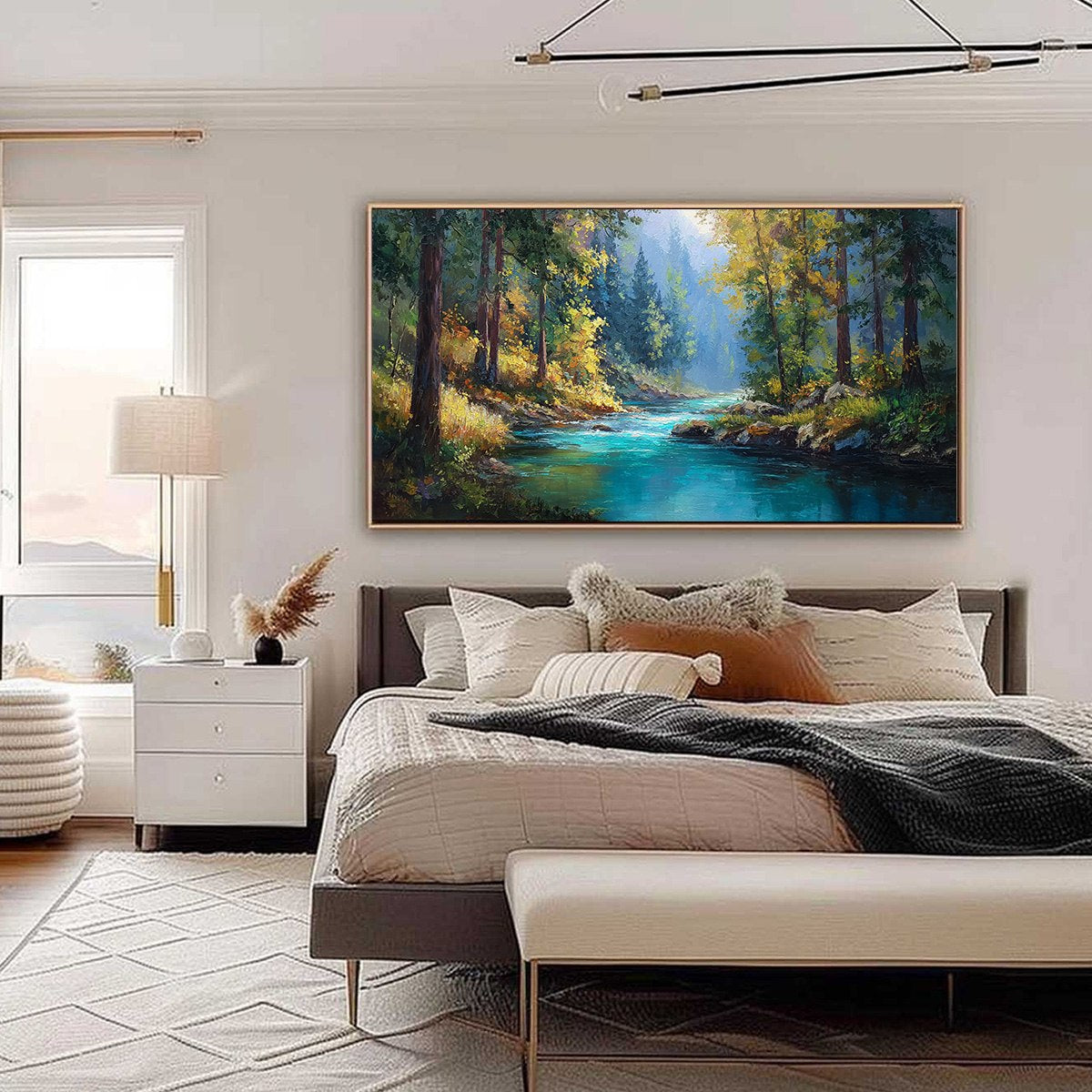 SUNBEAM CREEK: Vivid Forest River Landscape Oil Painting - Image 6