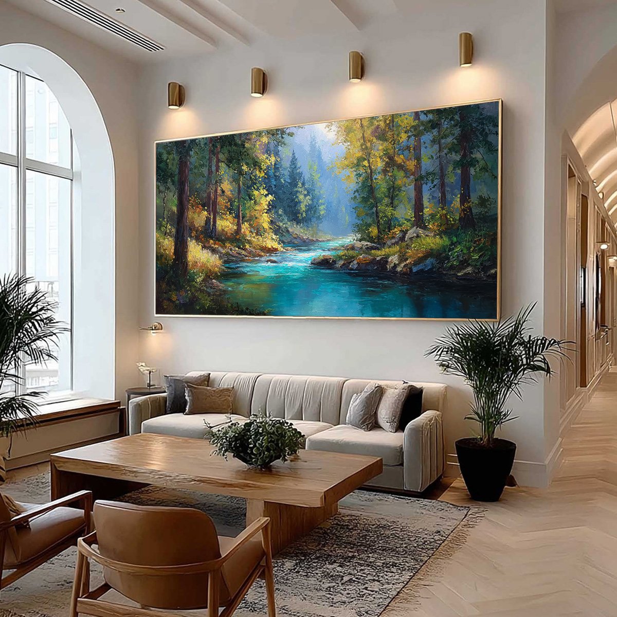 SUNBEAM CREEK: Vivid Forest River Landscape Oil Painting - Image 7