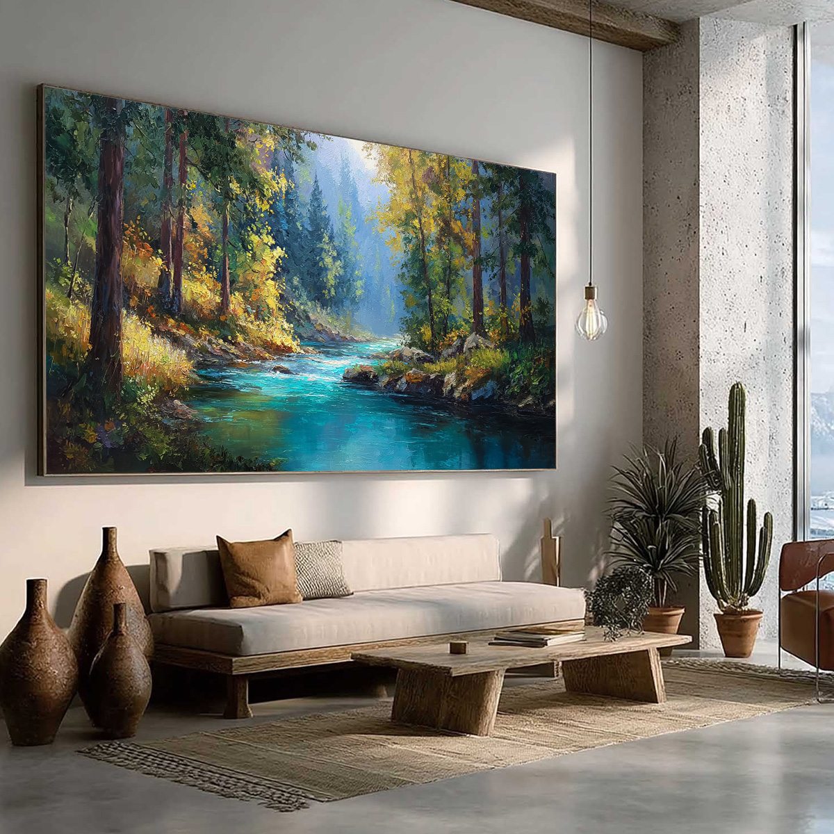 SUNBEAM CREEK: Vivid Forest River Landscape Oil Painting - Image 8