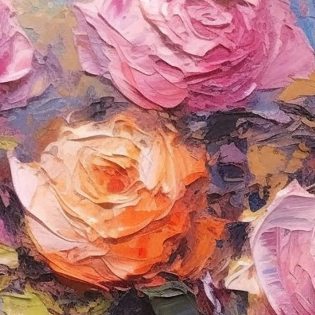 SUNKISSED ROSE HARMONY: Original Impasto Floral Oil Painting on Canvas - Image 5