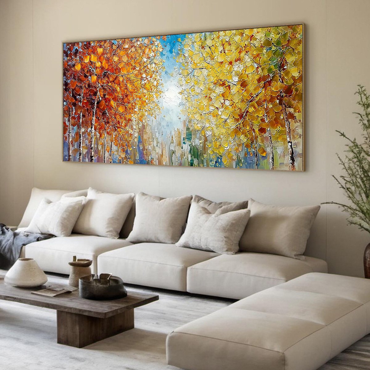 SUNLIT STROLL: Textured Palette Knife Autumn Forest Landscape Painting - Image 8