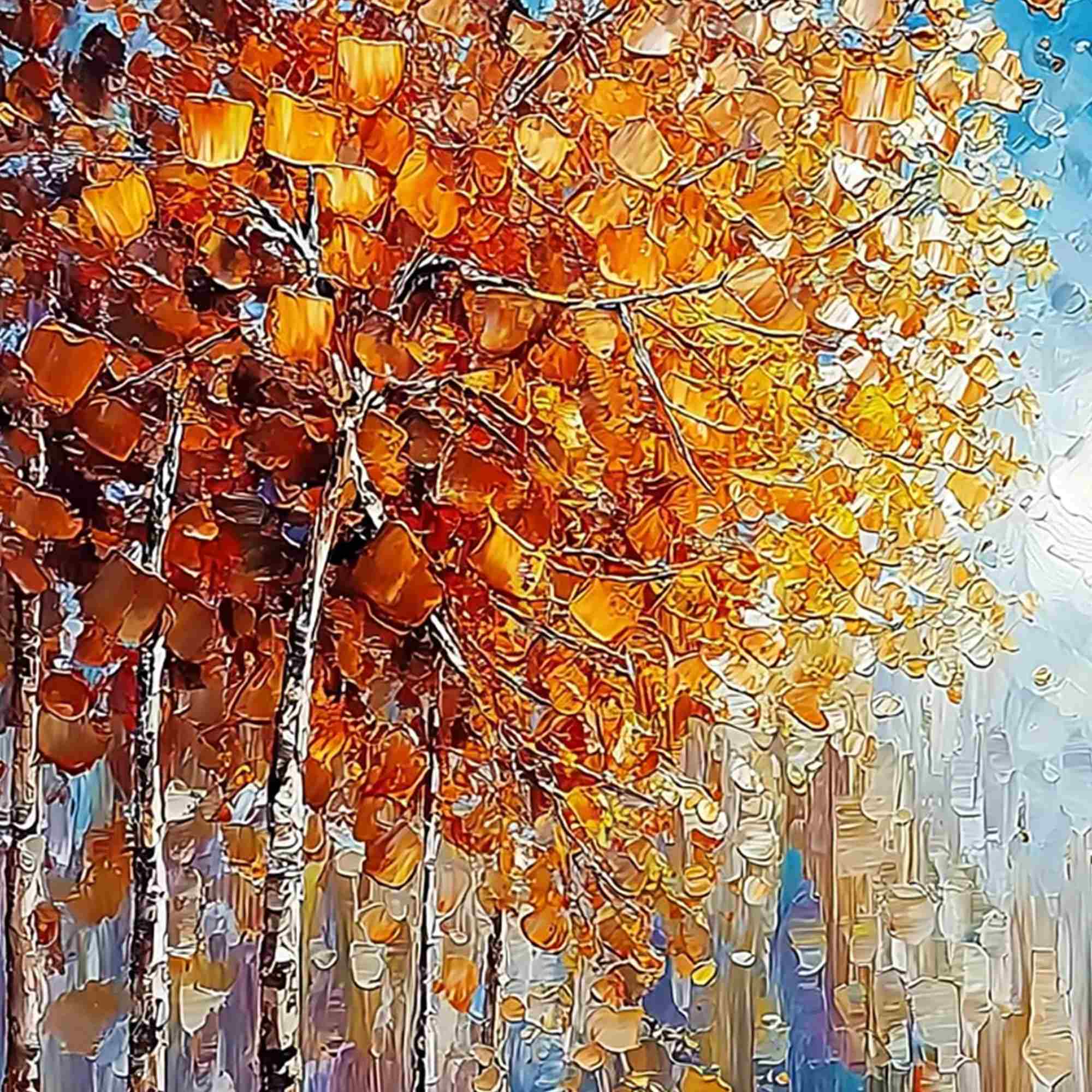 SUNLIT STROLL: Textured Palette Knife Autumn Forest Landscape Painting - Image 3