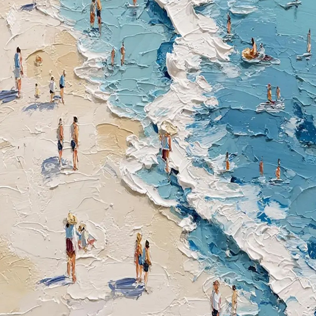 SUNLIT TIDELINE: Textured Palette Knife Beach Scene Painting - Image 7