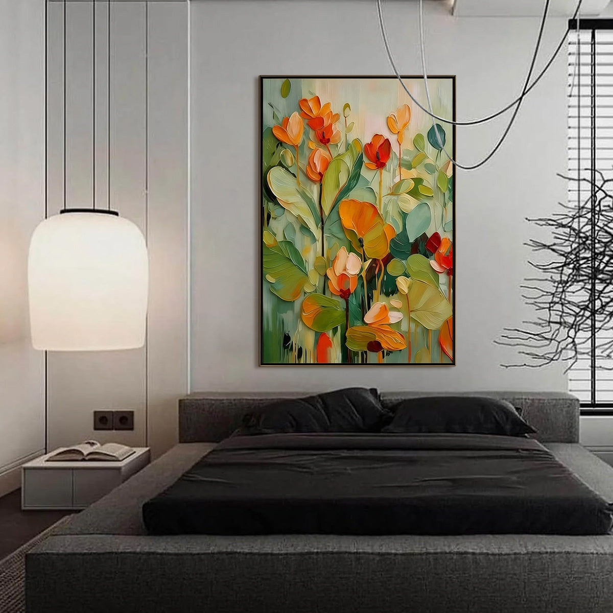 SUNSET BLOOMS: Vibrant Textured Impasto Floral Oil Painting - Image 6
