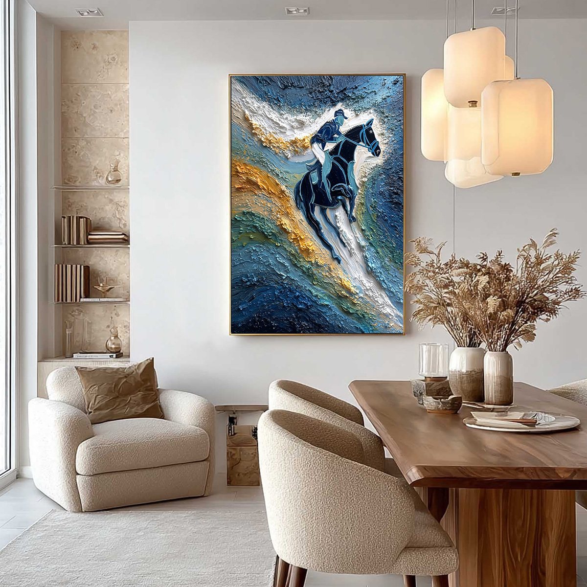 SURGE OF POWER: Textured Impasto Equestrian Horse Sport Oil Painting - Image 4