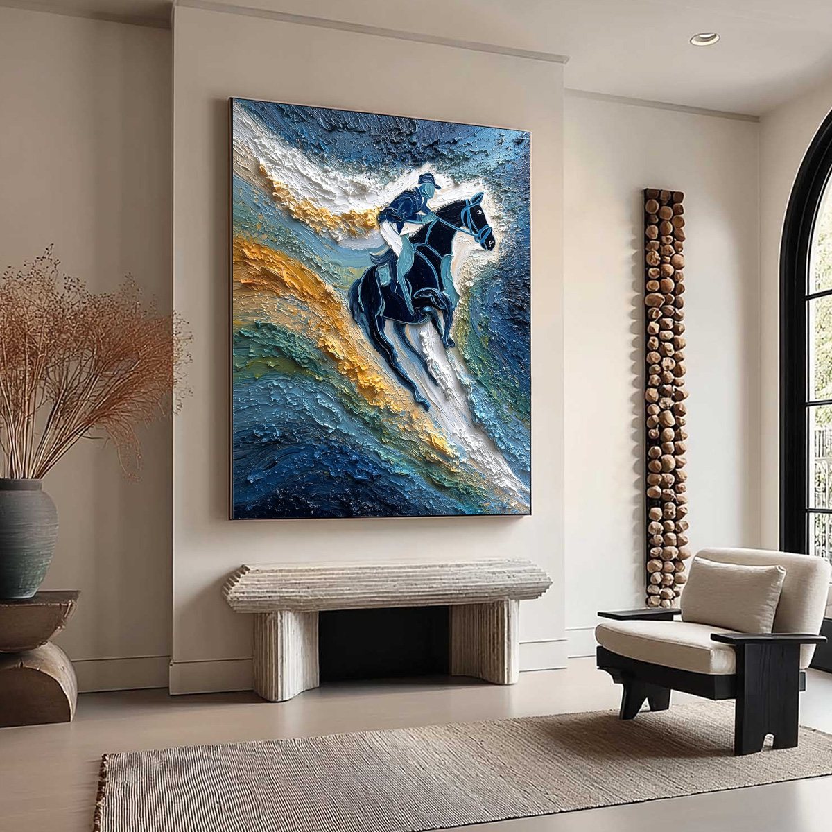 SURGE OF POWER: Textured Impasto Equestrian Horse Sport Oil Painting - Image 8