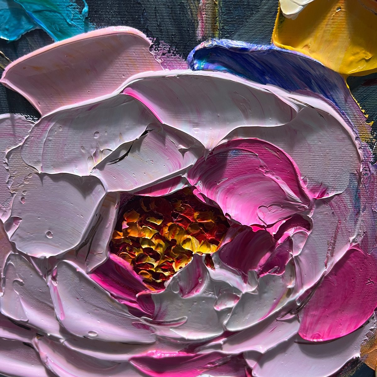 SWEET PEONY RHAPSODY: Textured Impasto Floral Oil Painting - Image 6