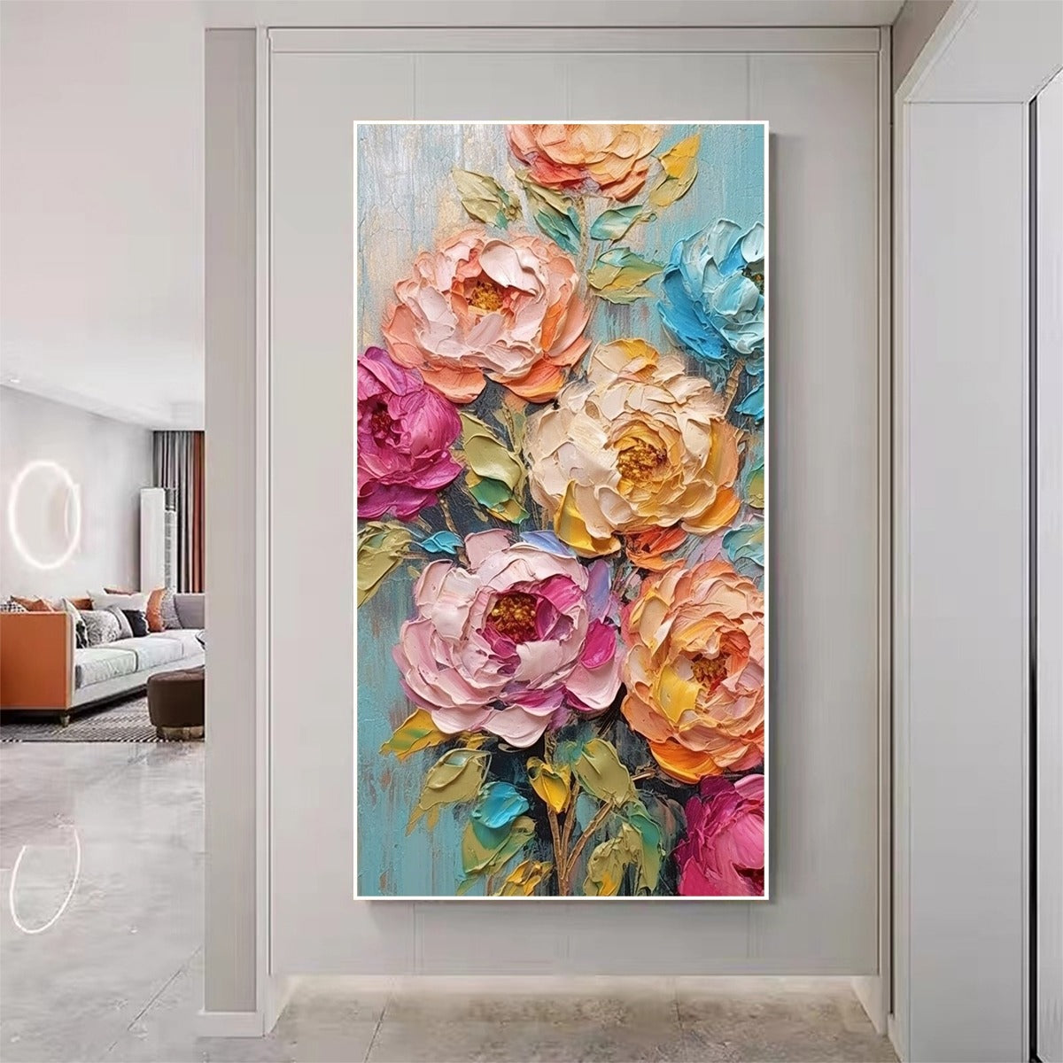 SWEET PEONY RHAPSODY: Textured Impasto Floral Oil Painting - Image 2