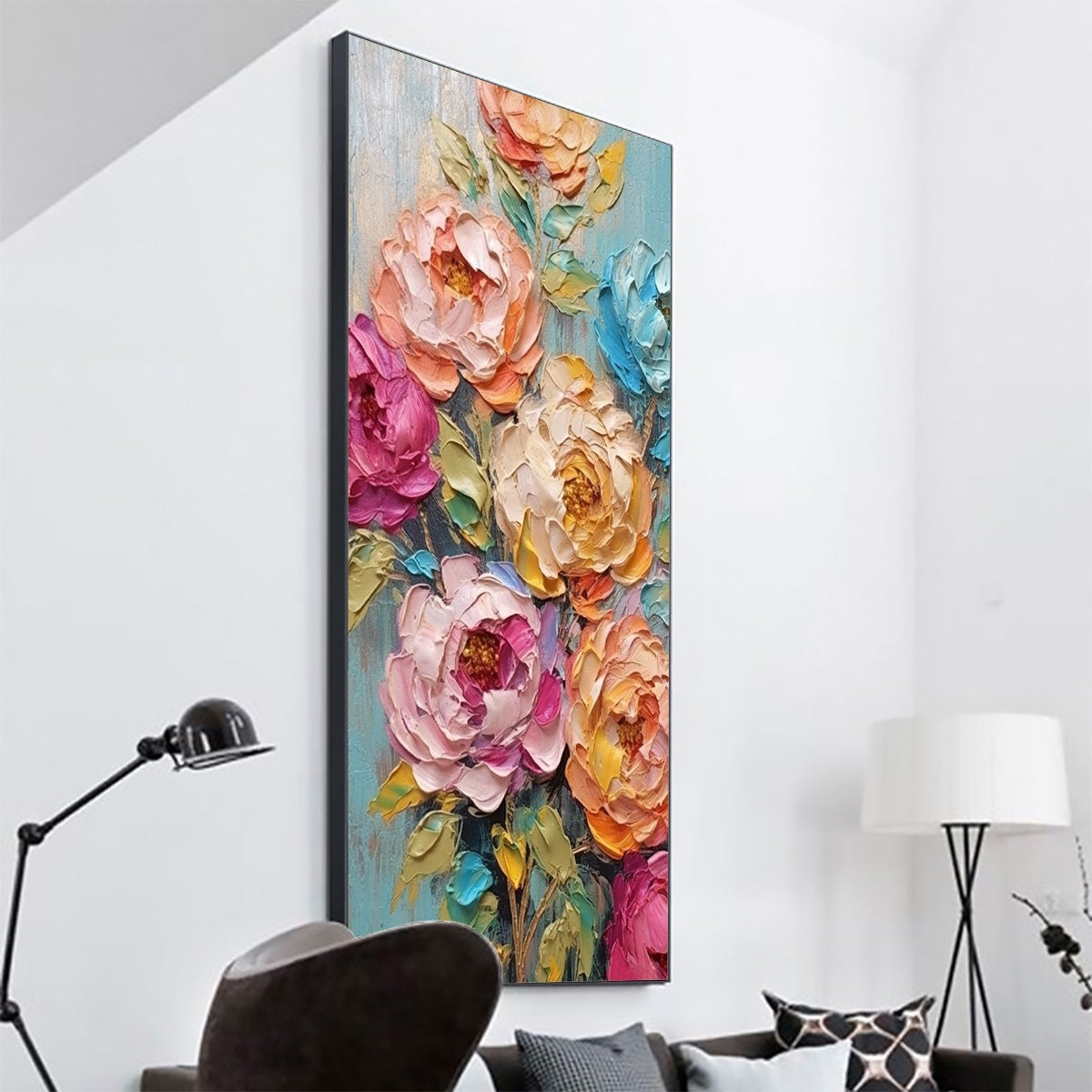 SWEET PEONY RHAPSODY: Textured Impasto Floral Oil Painting - Image 5
