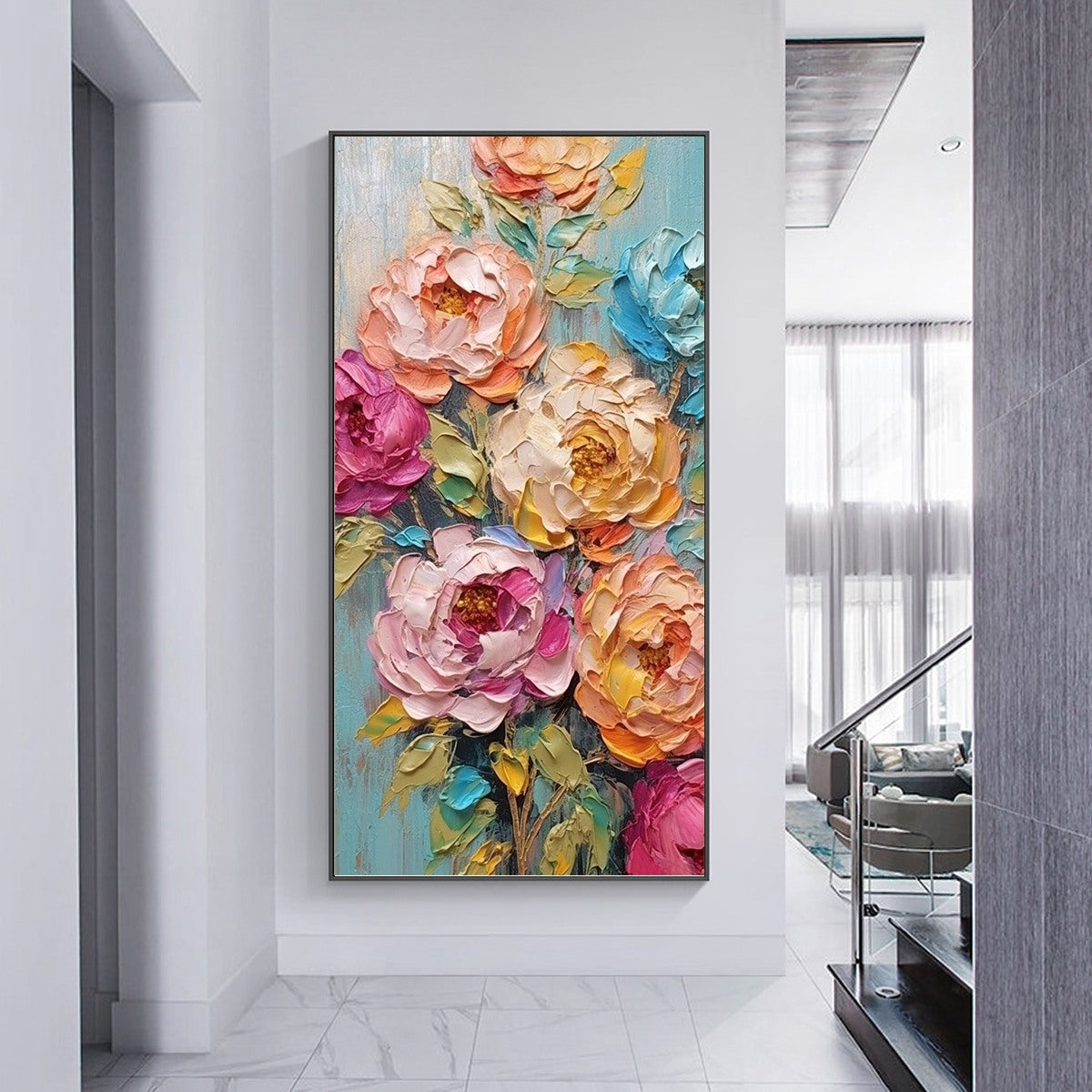 SWEET PEONY RHAPSODY: Textured Impasto Floral Oil Painting - Image 7