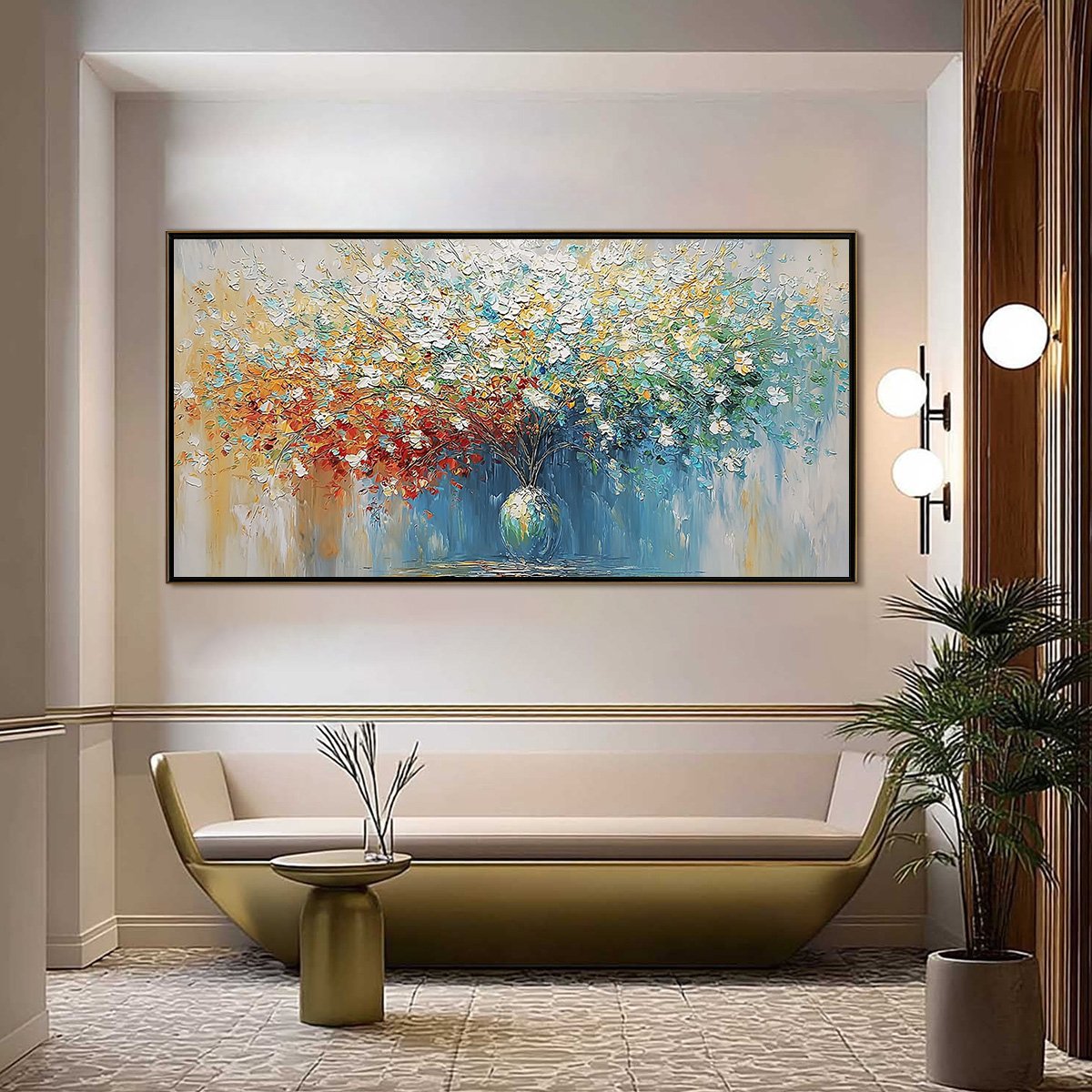SYMPHONY IN BLOOM: Vibrant Textured Palette Knife Floral Painting - Image 2