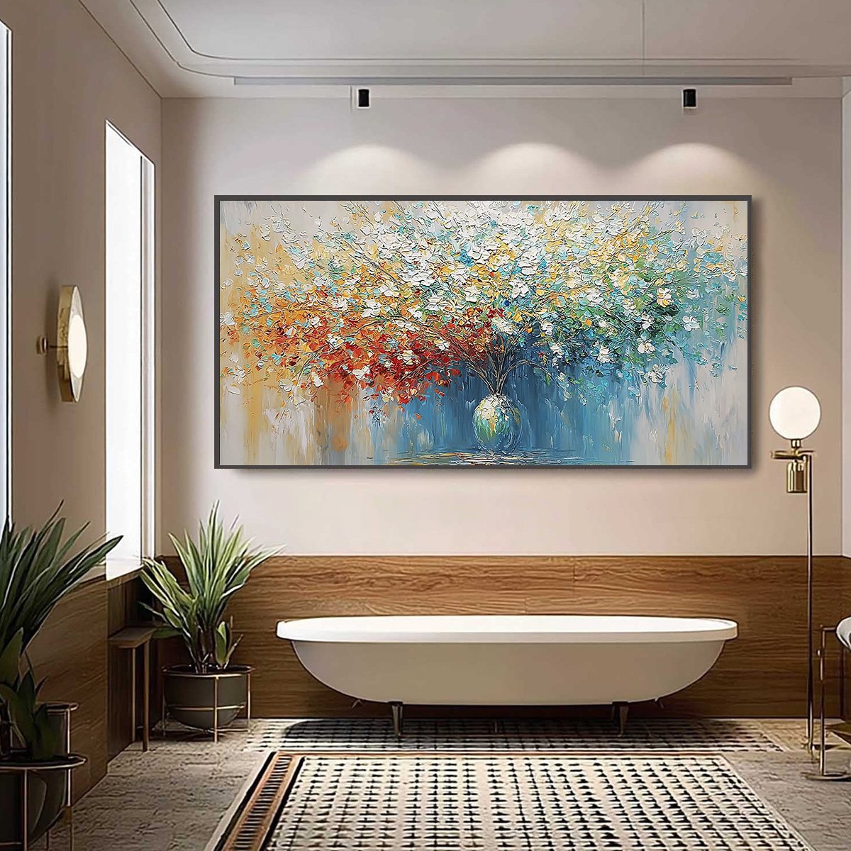 SYMPHONY IN BLOOM: Vibrant Textured Palette Knife Floral Painting - Image 6