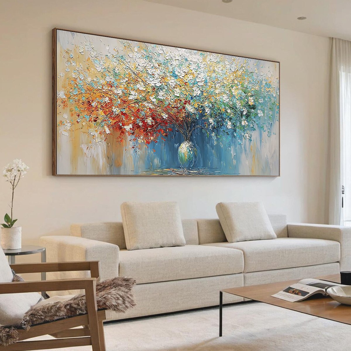 SYMPHONY IN BLOOM: Vibrant Textured Palette Knife Floral Painting - Image 7