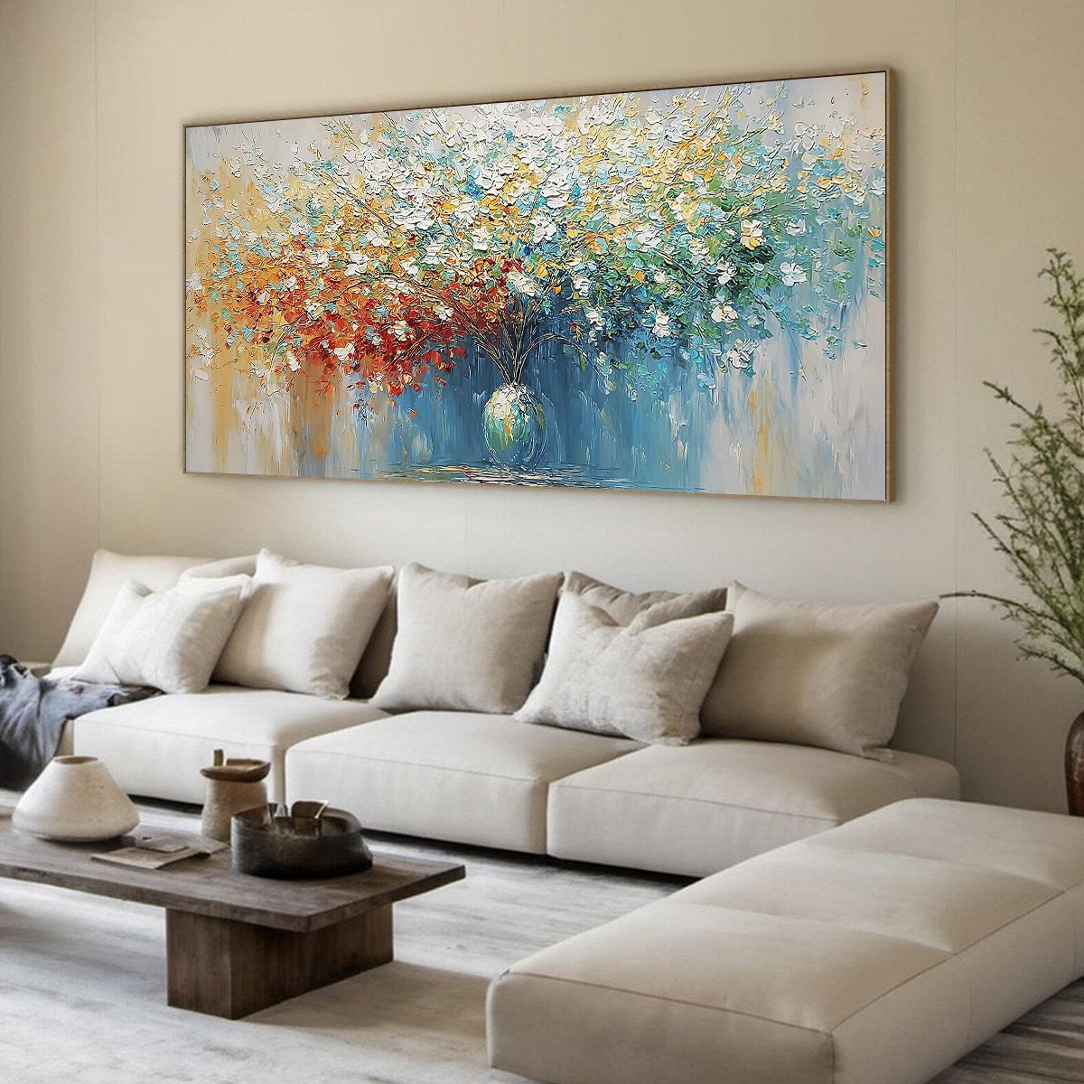 SYMPHONY IN BLOOM: Vibrant Textured Palette Knife Floral Painting - Image 8