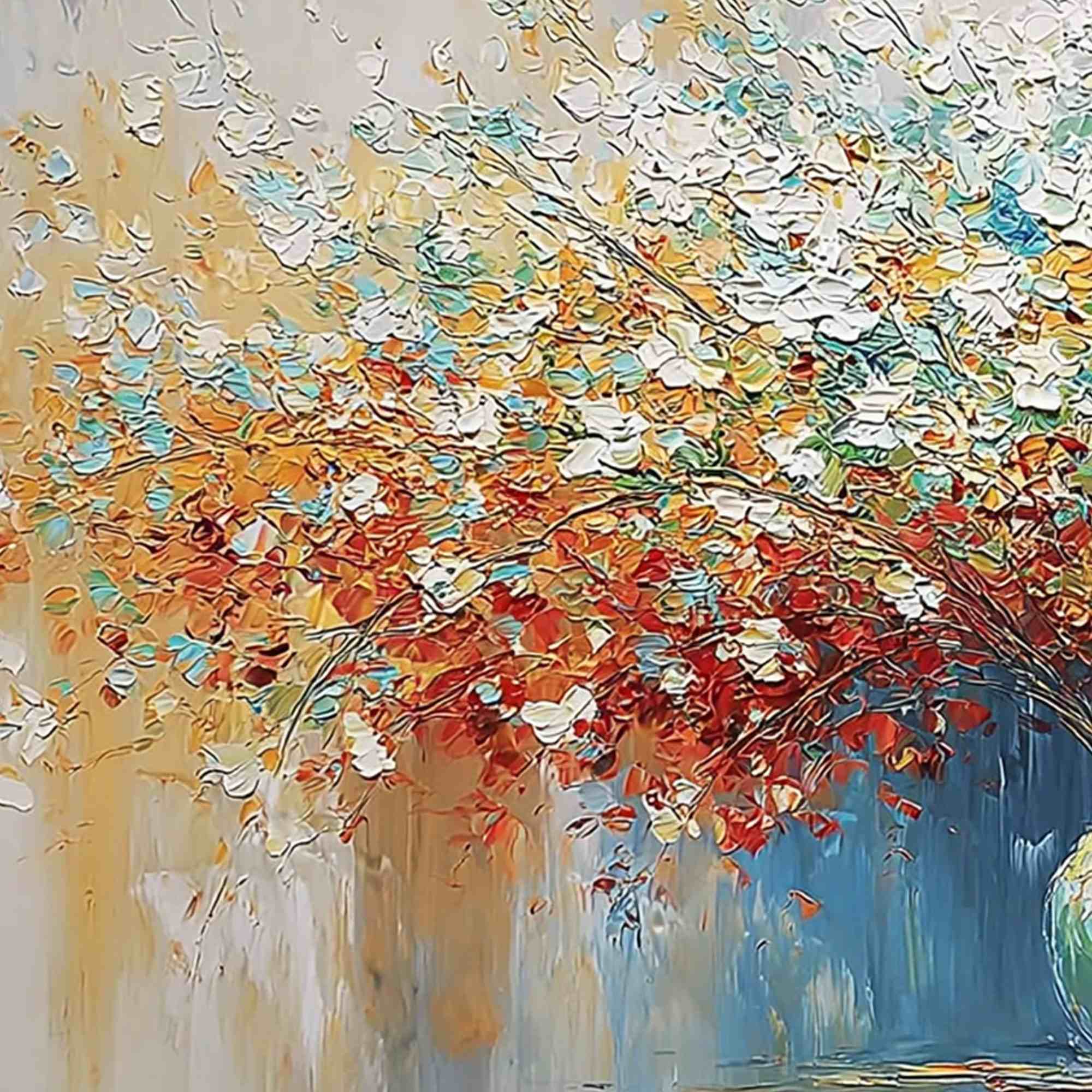 SYMPHONY IN BLOOM: Vibrant Textured Palette Knife Floral Painting - Image 3