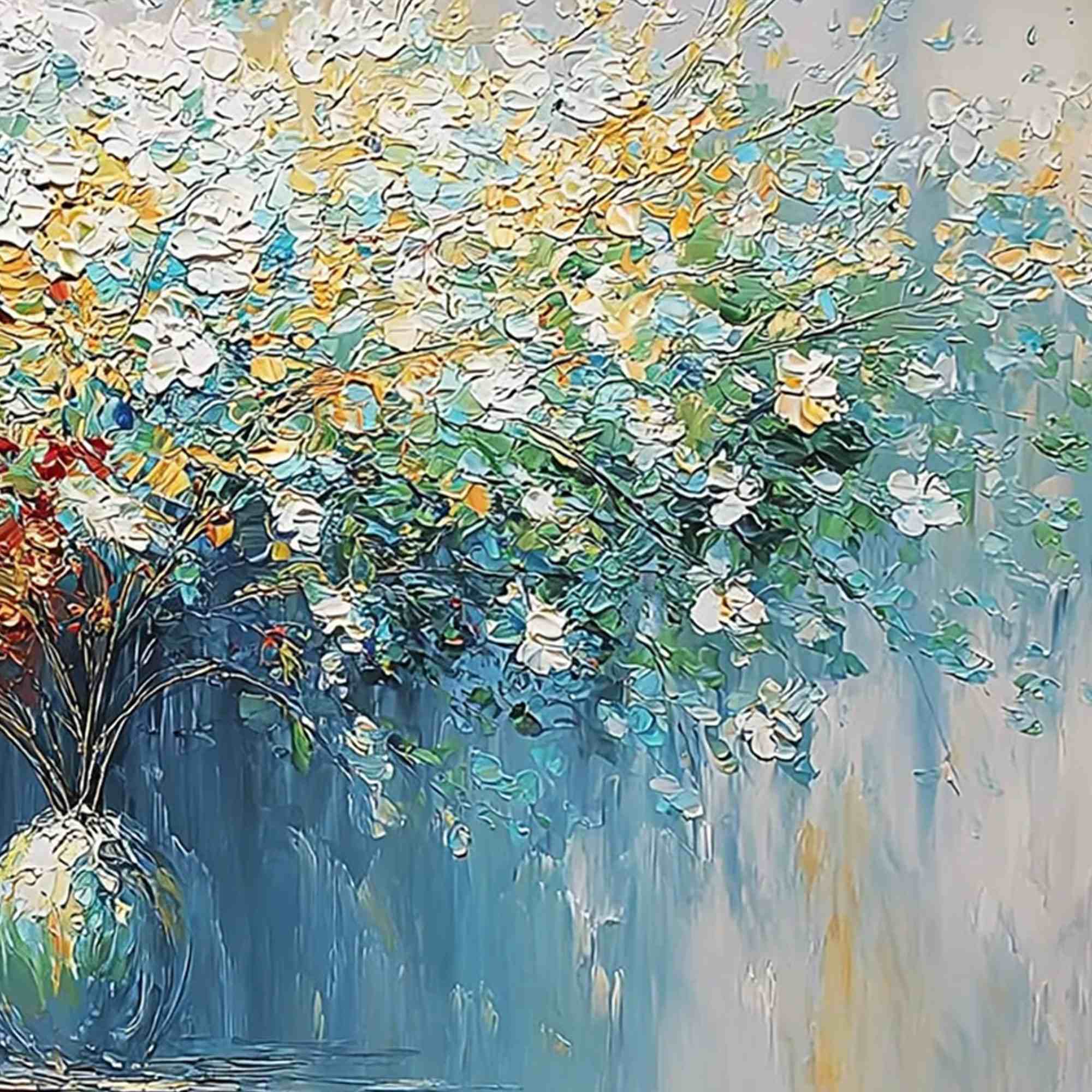 SYMPHONY IN BLOOM: Vibrant Textured Palette Knife Floral Painting - Image 5