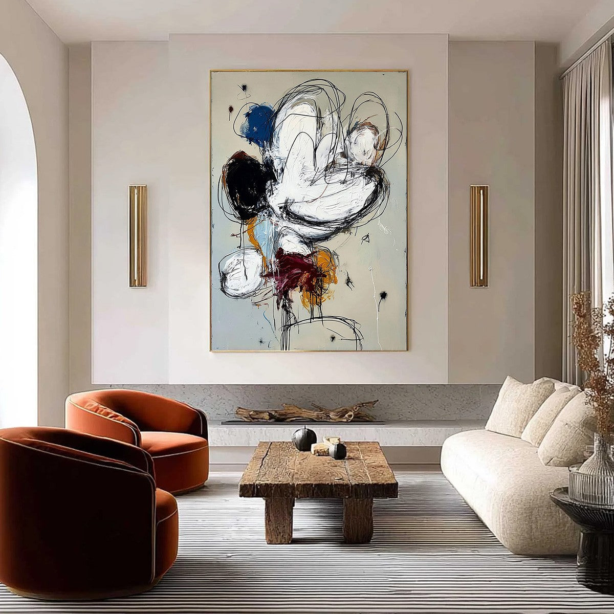 SYNCOPATION: Large Vertical Abstract Painting with Dynamic Lines - Image 4