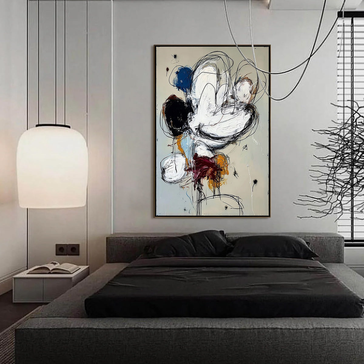 SYNCOPATION: Large Vertical Abstract Painting with Dynamic Lines - Image 6