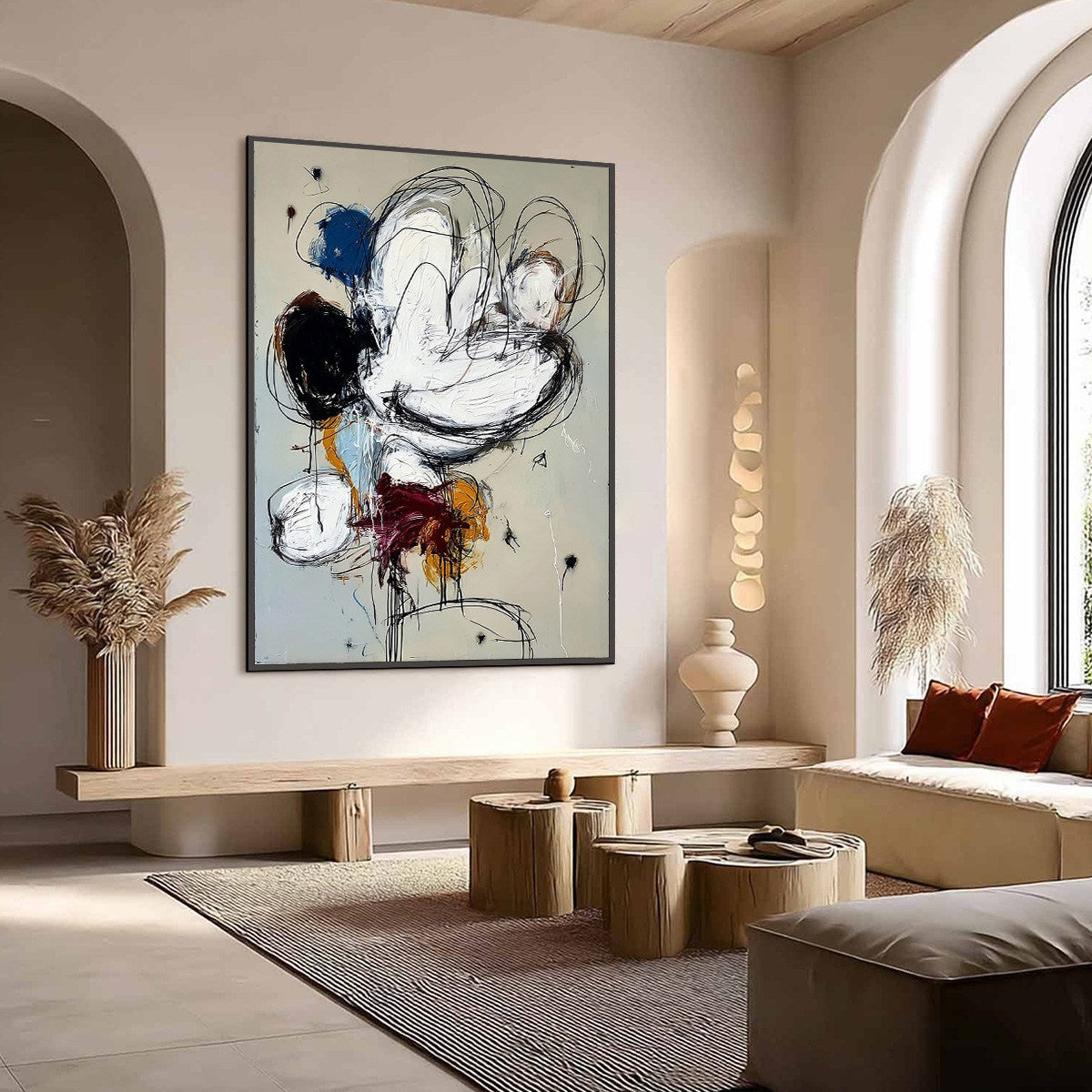 SYNCOPATION: Large Vertical Abstract Painting with Dynamic Lines - Image 7