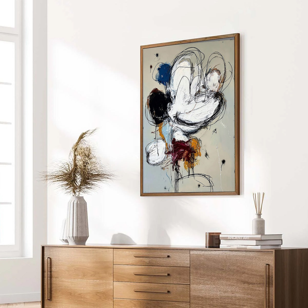 SYNCOPATION: Large Vertical Abstract Painting with Dynamic Lines - Image 8
