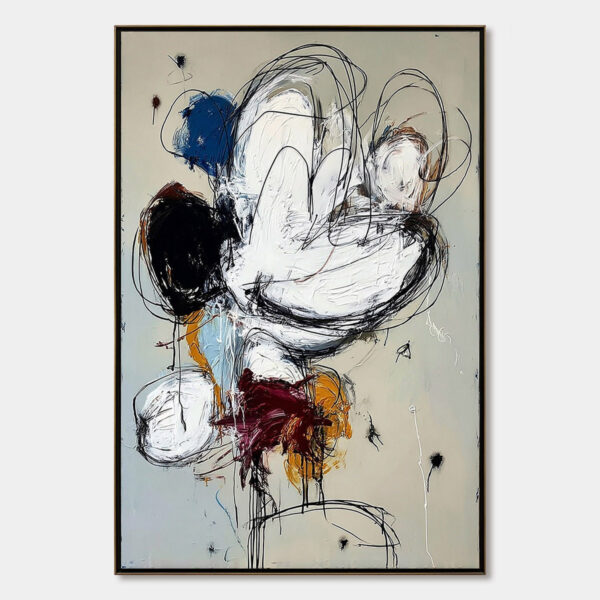 SYNCOPATION: Large Vertical Abstract Painting with Dynamic Lines