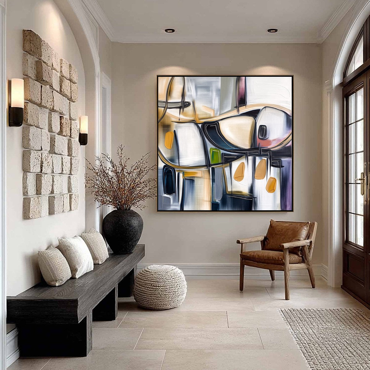 SYNCOPATION: Modern Abstract Square Painting with Textured Accents - Image 6
