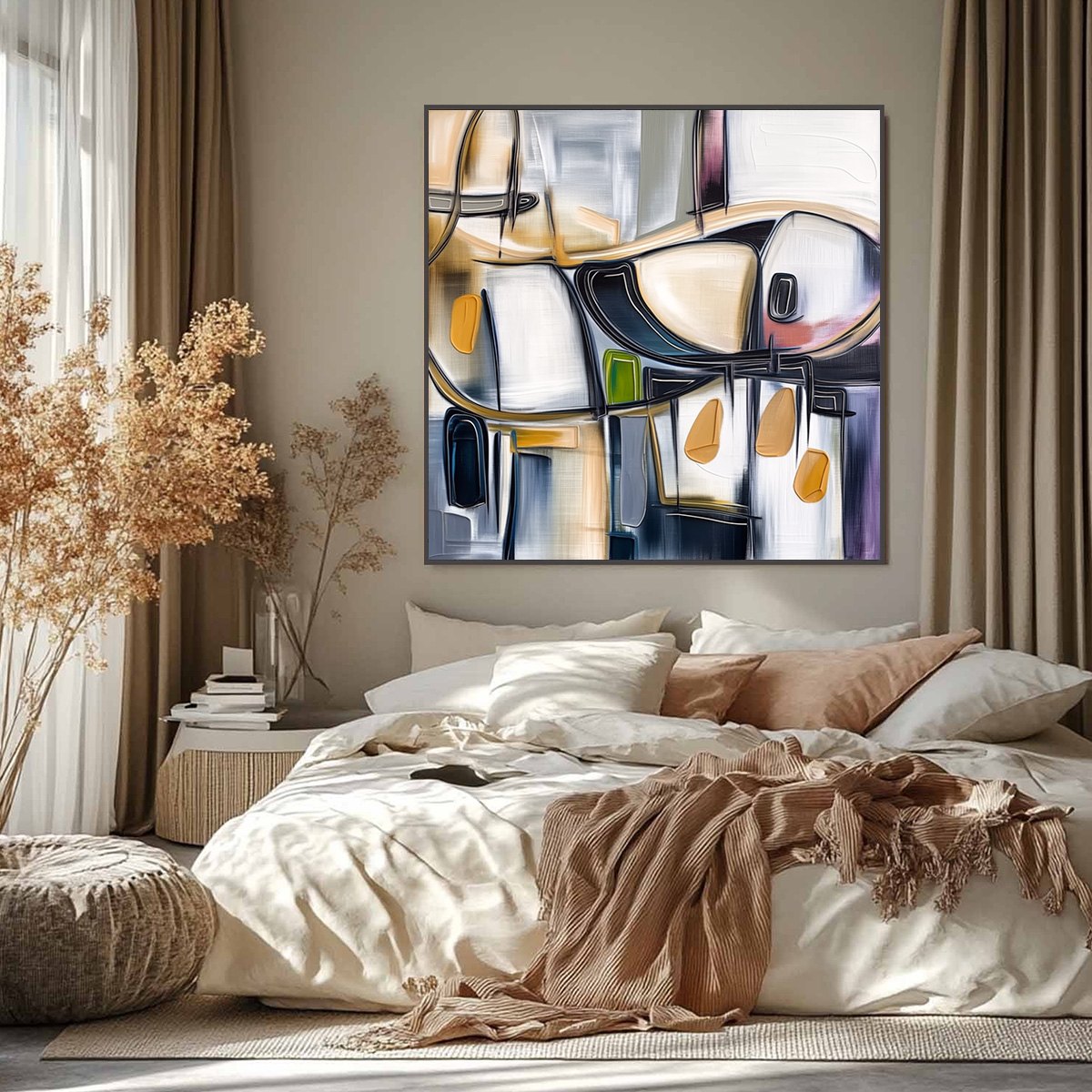 SYNCOPATION: Modern Abstract Square Painting with Textured Accents - Image 2