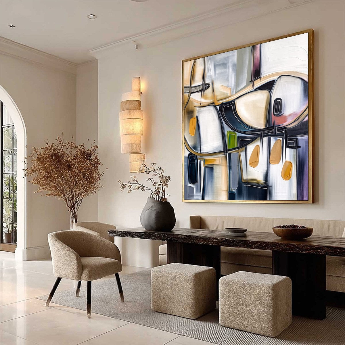 SYNCOPATION: Modern Abstract Square Painting with Textured Accents - Image 8