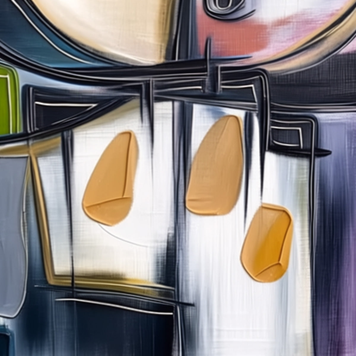 SYNCOPATION: Modern Abstract Square Painting with Textured Accents - Image 3
